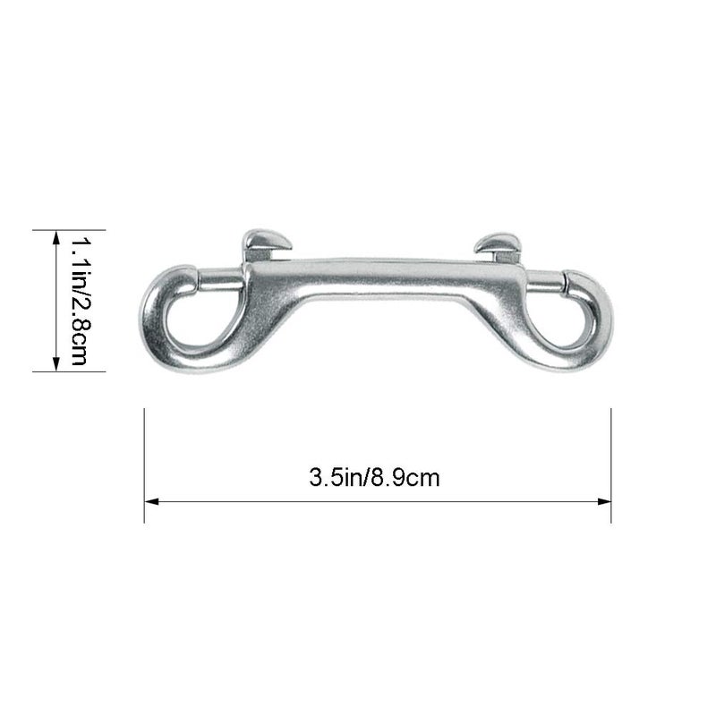 Huture 5 Pack 3.5â€™â€™ Double Ended Bolt Snaps Hook Zinc Alloy Trigger Chain Metal Clips Key Holder for Water Bucket Pet Feed Bucket Agricultural Equine Home Dog Leash Garage Use, Nickel Plated, Silver - Image 2